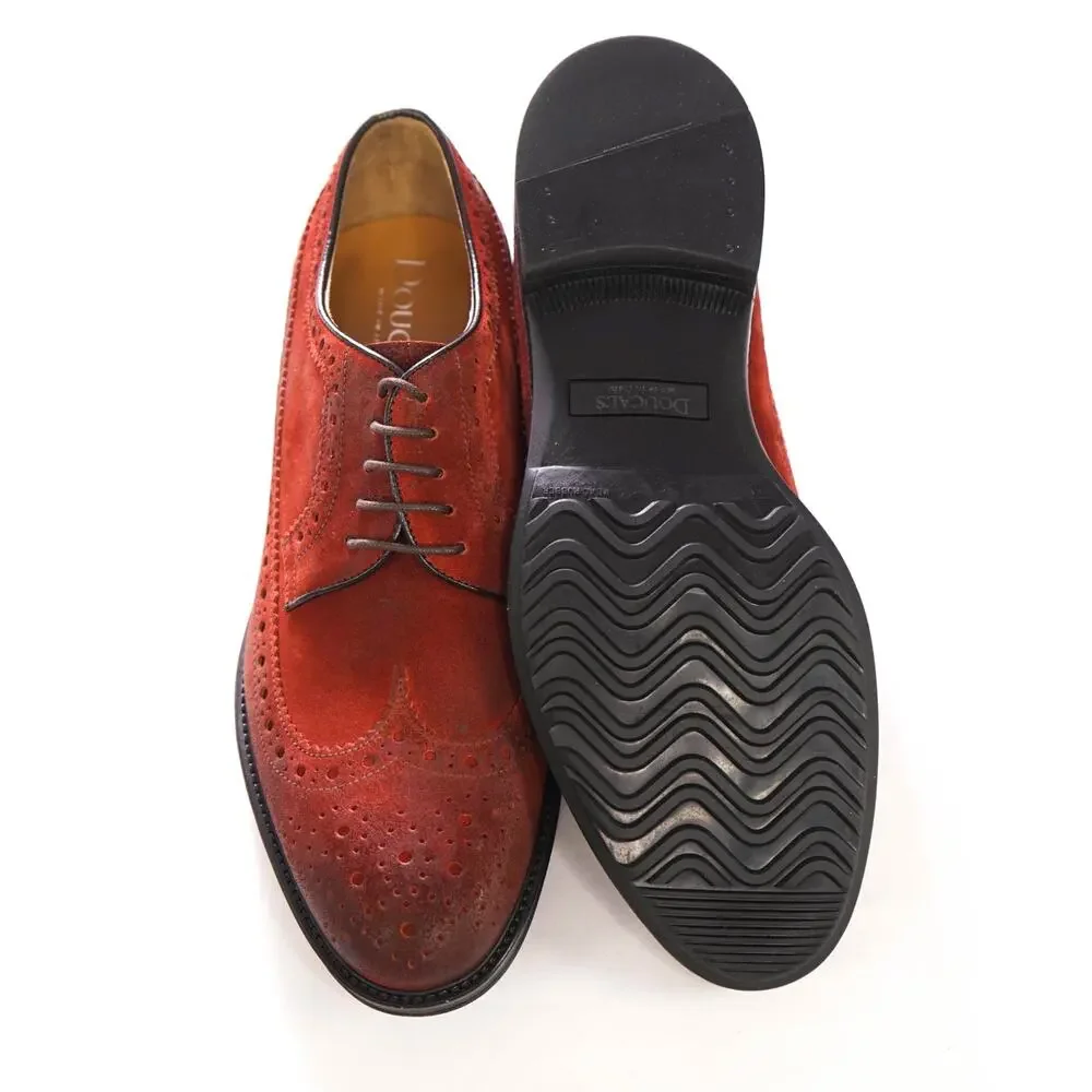 $595 DOUCAL'S - Red Suede Wingtip Derby - US 7 (40EU)